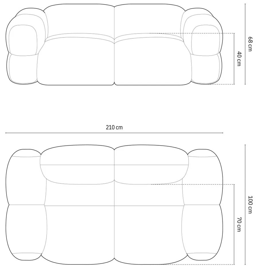 Jasnoniebieska sofa 210 cm Loretto – Cosmopolitan Design