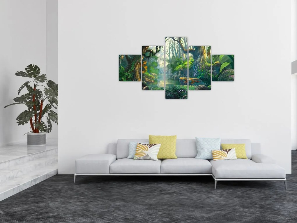 Obraz - Ilustracja lasu tropikalnego (125x70 cm)