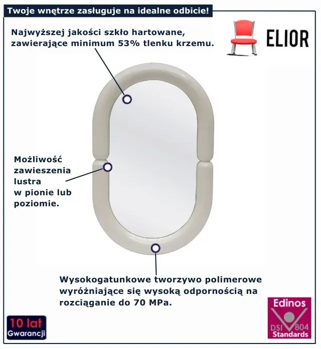 Białe lustro wiszące w stylu retro  B0-S29