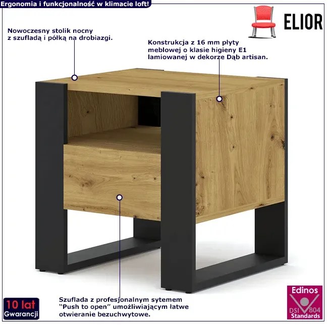 Stolik Nocny Dąb Artisan G5-L61