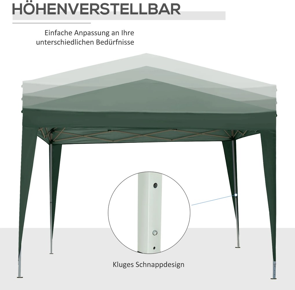 Outsunny Pawilon Składany 3x3m Zielony z 4 Ścianami | Aosom PL