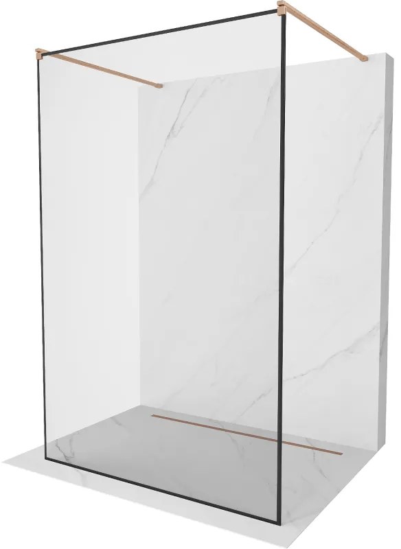 Mexen Kioto ścianka prysznicowa wolnostojąca 110 x 200 cm, czarny wzór 8 mm, miedź szczotkowana - 800-110-002-65-70