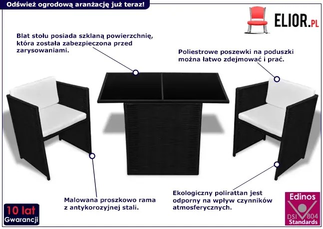 Zestaw czarnych mebli ogrodowych - Cronos