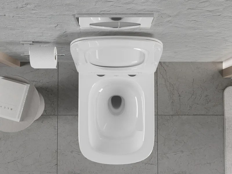 Mexen Riva miska wc Rimless Tornado z deską wolnoopadającą slim, duroplast, biała połysk - 30630200T