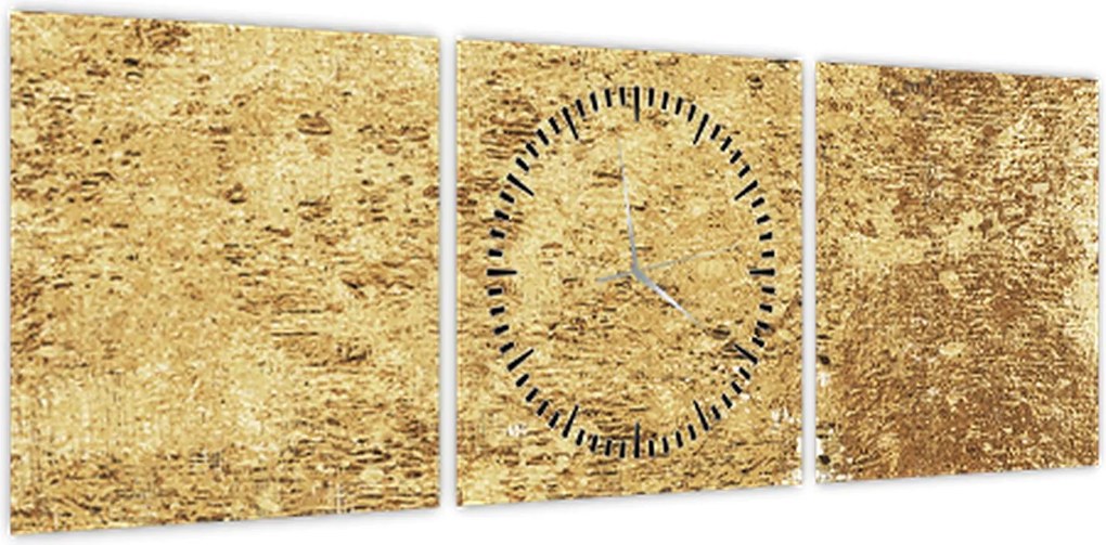 Obraz - Złota struktura N⁰3 (z zegarem) (90x30 cm)