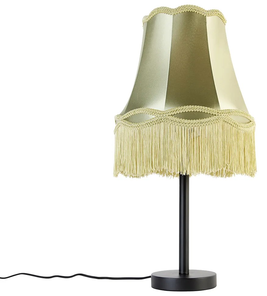 Klasyczna lampa stołowa czarna z abażurem w kolorze zielonym 30 cm - Simplo klasyczny/Antyczny Oswietlenie wewnetrzne