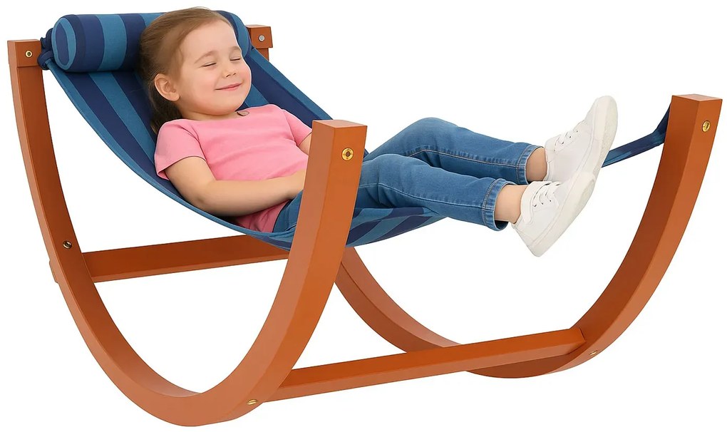 Niebieski leżak dziecięcy na bujanym stelażu S5-F08