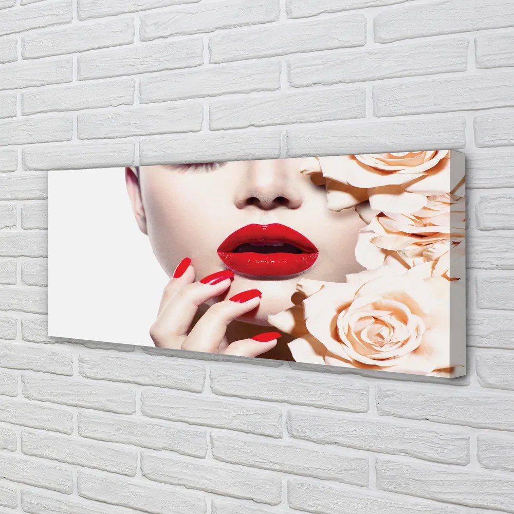 Obraz drukowany na płótnie Róże i Czerwone Usta