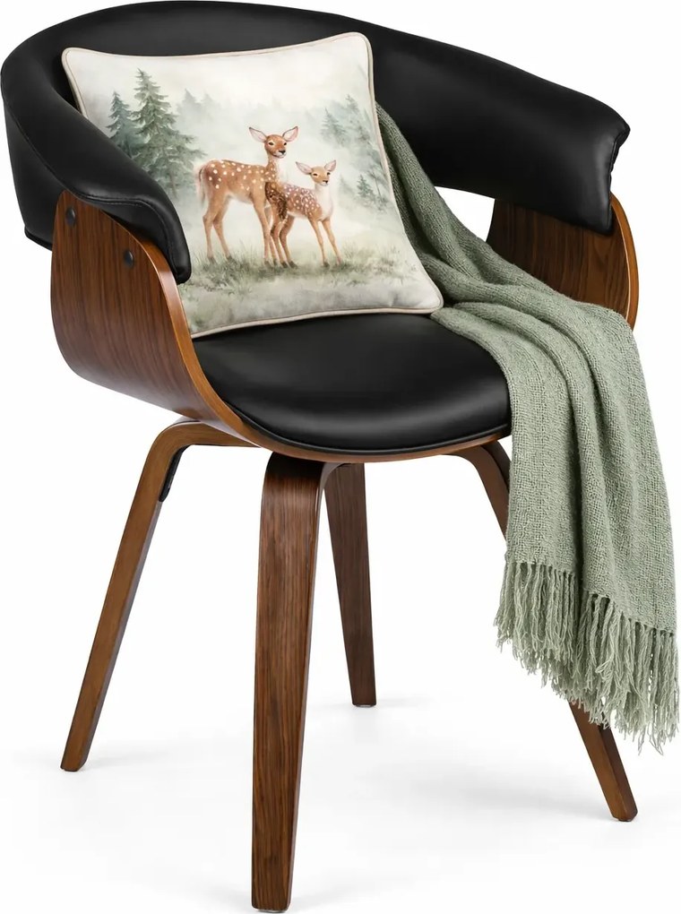 Nowoczesne krzesło z ekoskóry czarny + orzech T7-T49