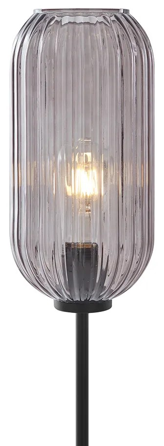 Lampa stojąca art deco czarna z dymionym szkłem - Rid