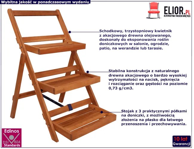 Stojak na rośliny z drewna akacji F1-S65