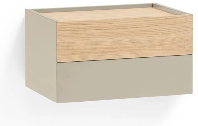 Beżowo-naturalna szafka nocna w dekorze dębu Otto – Teulat