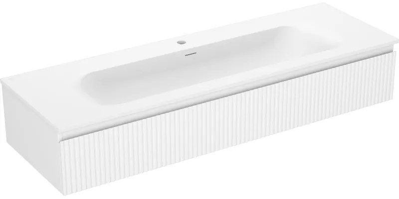 Mexen Rivel szafka łazienkowa 140 cm z umywalką Vela, 1 szuflada, ryflowana , biała mat - 91A20-14023-1-BF01-W23M01