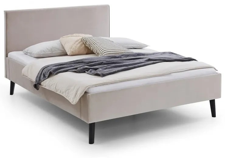 Białe/kremowe tapicerowane łóżko dwuosobowe bez stelaża 140x200 cm Leira – Meise Möbel
