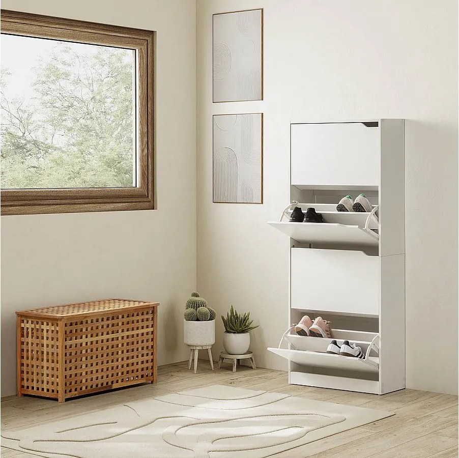 Szafka na buty Angel, 4 drzwi, kolor biały, na 24 pary.