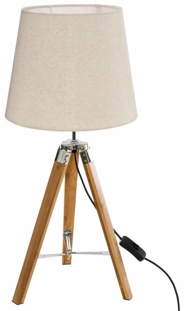 Lampa stołowa na trójnogu, drewniana, 58 cm