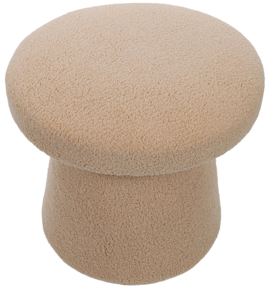 Pufa okrągła tapicerowana TEDDY grzybek boucle, Ø 43 x 38 cm