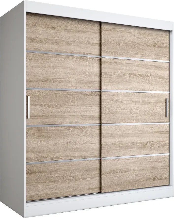 Szafa przesuwna biel + dąb sonoma 180 cm D1-Z71