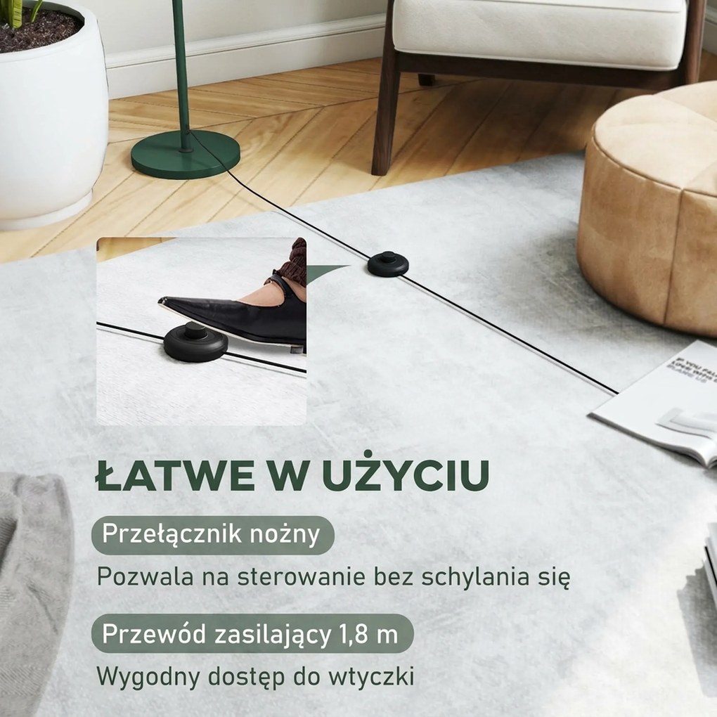 HOMCOM Lampa podłogowa, okrągły klosz, sterowanie nożne, długi kabel, elegancki design, stal, zielona