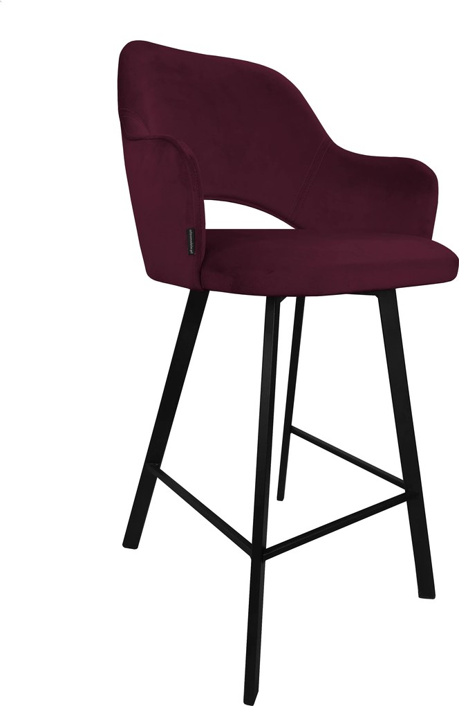 Hoker Milano krzesło barowe tkanina Welur podstawa metalowa : Kolor nogi - Czarna profil, Kolor tkaniny - VELVET - MG02, Typ siedziska - Siedzisko stałe