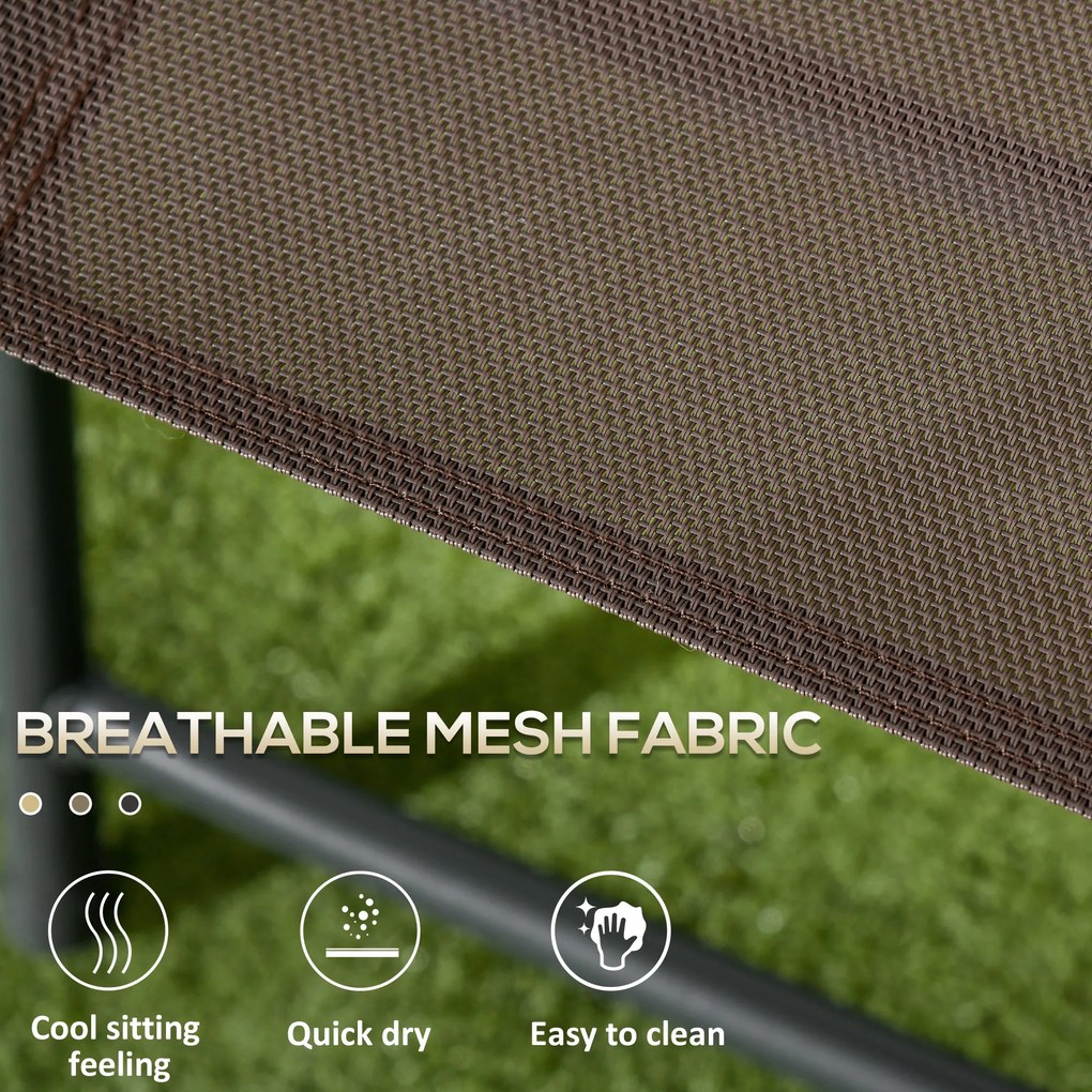 Outsunny Zestaw bistro 3-częściowy z metalu odpornego na warunki atmosferyczne z krzesłami ogrodowymi i składanym stolikiem ze szkłem brązowy