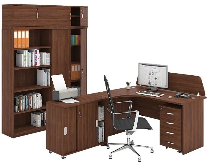 Biurko ergonomiczne MIRELLI, lewe, orzech