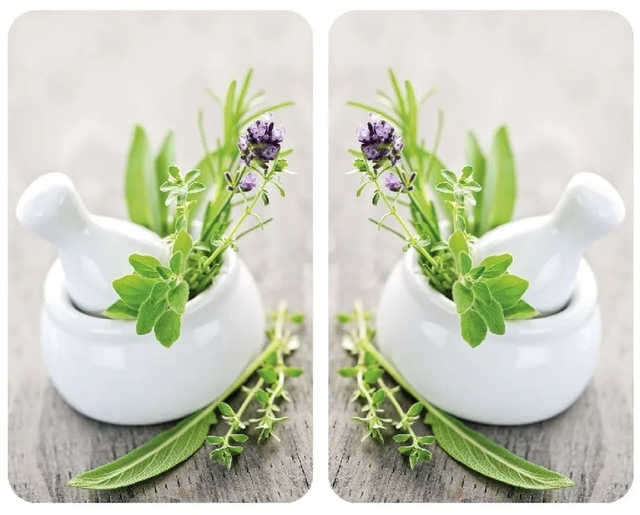 Zestaw 2 szklanych płyt ochronnych na kuchenkę Wenko Herbal, 52x30 cm