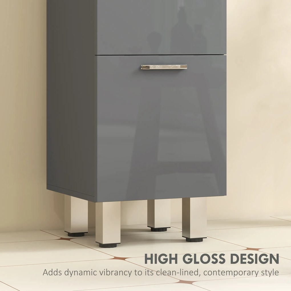 kleankin Szafka łazienkowa, szafka łazienkowa, 4 szuflady, płyta wiórowa, gładka, szary | Aosom PL