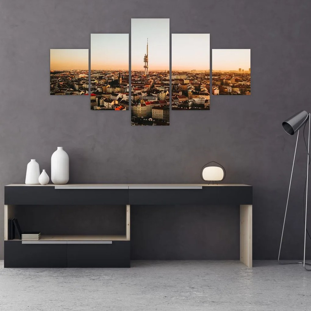 Obraz zachodu słońca nad Žižkov (125x70 cm)