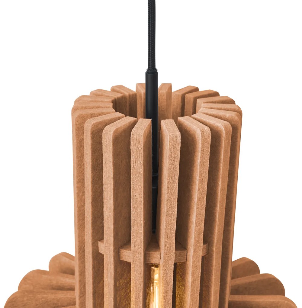 Retro Lampa Wisząca Czarna z Pomarańczowym Wnętrzem 3-punktowa - Felt Retro Oswietlenie wewnetrzne