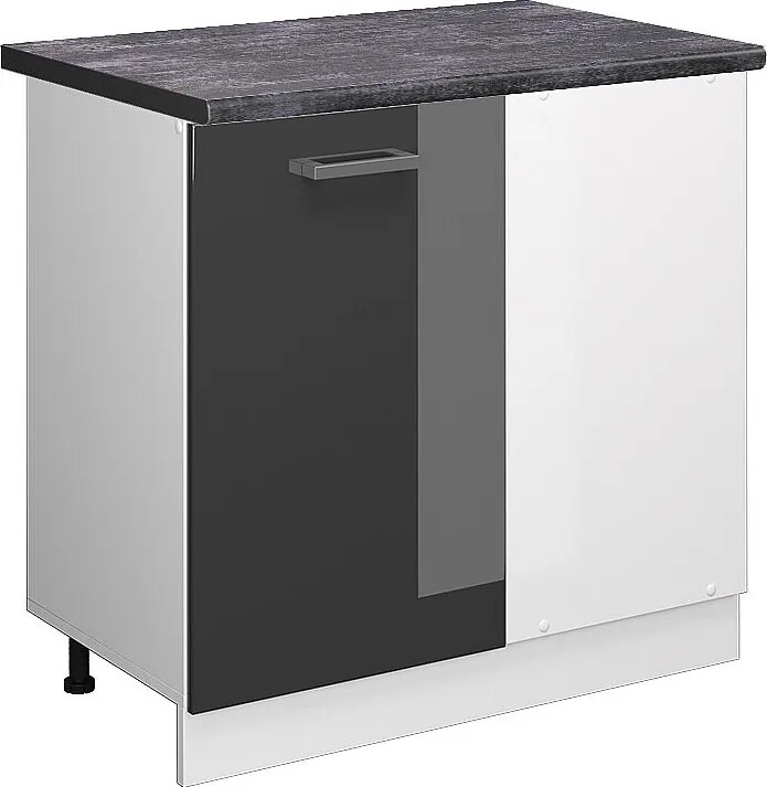 Szafka narożna antracyt wysoki połysk 86x60x81.6 r-line