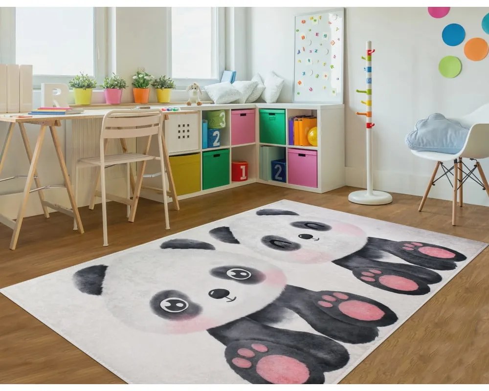 Czarno-biały dywan dziecięcy 80x150 cm Panda Friends – Vitaus