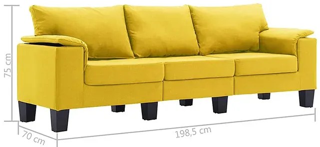 Trzyosobowa ekskluzywna żółta sofa - Ekilore 3Q