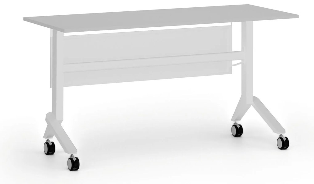 Mobilny stół PRIMO MOVE, 140x60 cm, biała podstawa, szary