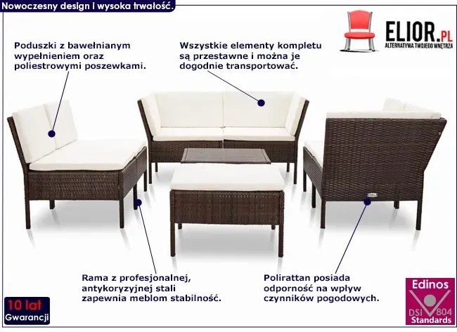 Zestaw brązowych mebli ogrodowych C6-P77