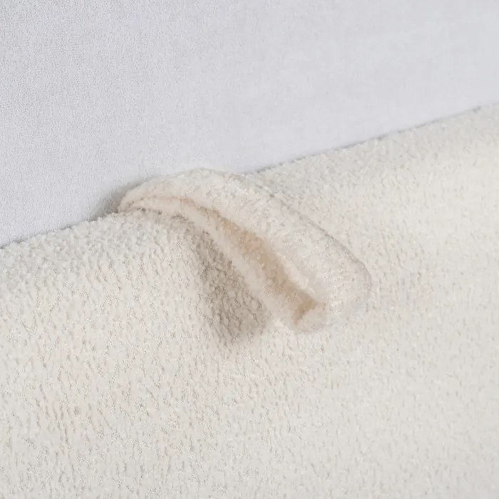 Łóżko Tapicerowane 160x200 cm BRISTOL ze Stelażem i Pojemnikiem Dwuosobowe Boucle Kremowe