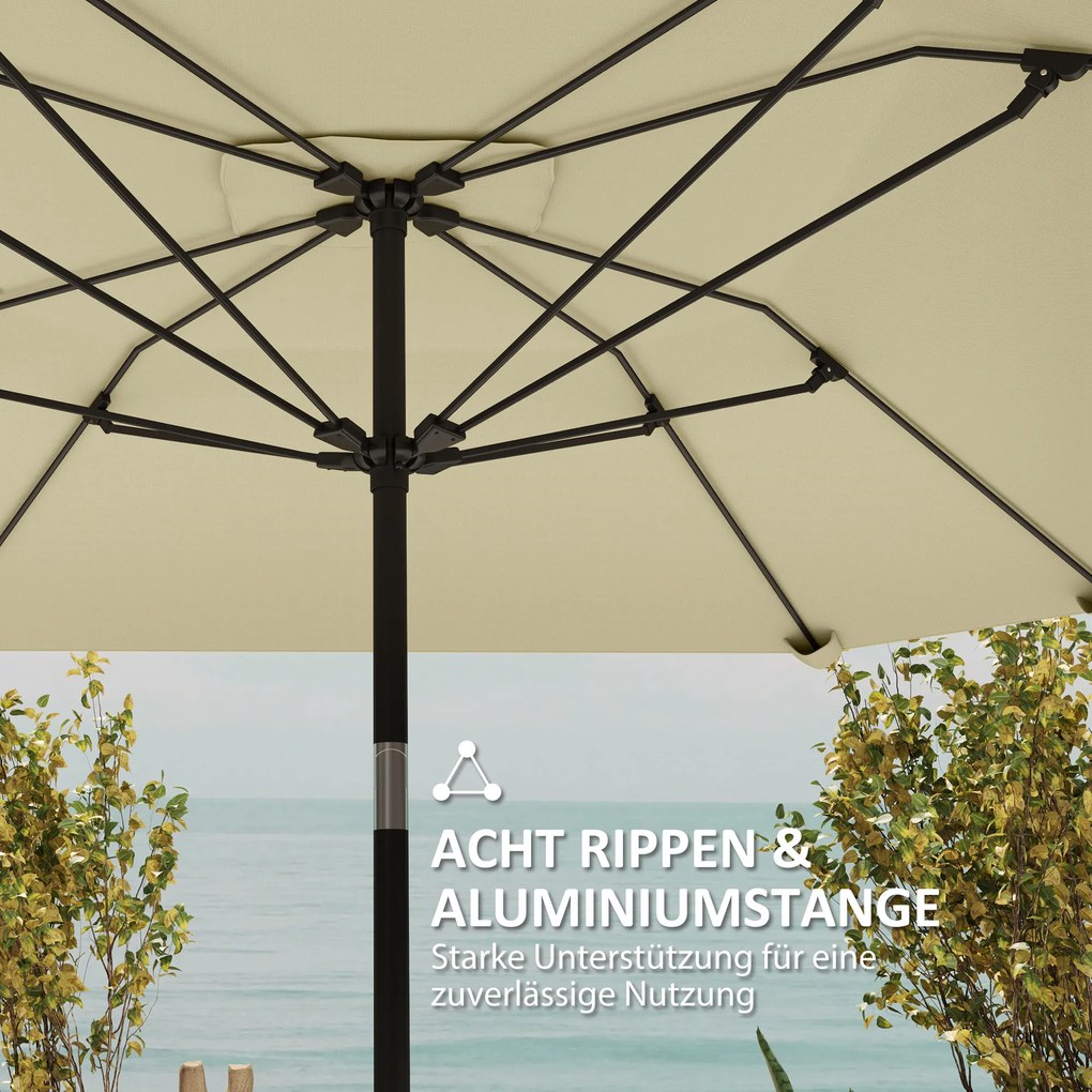 Outsunny 2,3 m Parasol bez bazy, Regulowany parasol tarasowy z korbką, Poliester, Aluminium, Włókno szklane, Beżowy