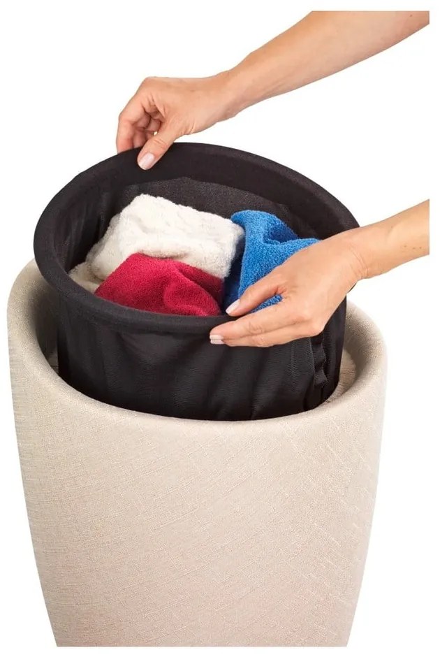 Beżowy kosz na pranie i taboret w jednym Wenko Linen Look