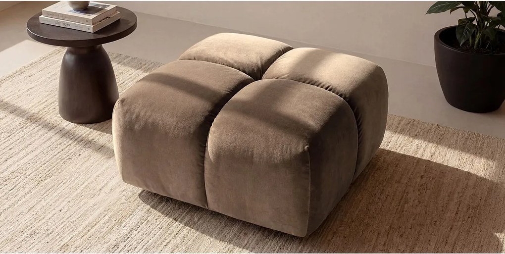 Pufa, podnóżek, tkanina welurowa Bluvel, Latte, Averro