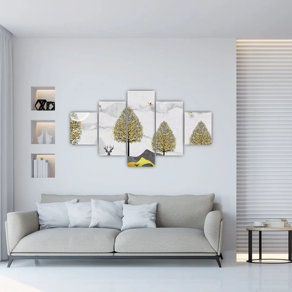 Obraz malowanych jeleni (125x70 cm)