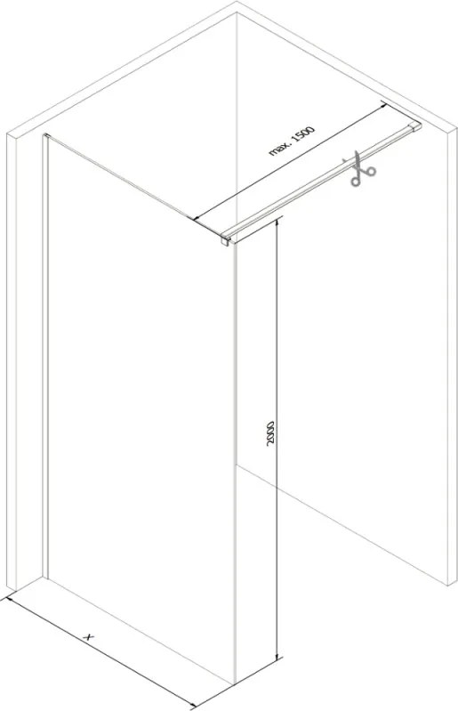 Mexen Kioto ścianka prysznicowa Walk-in 100 x 200 cm, lustro 8 mm, biała - 800-10-101-20-50