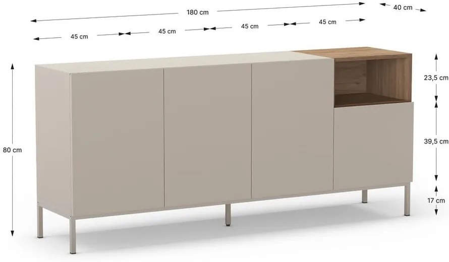 Komoda w naturalnym kolorze 180x80 cm Cailin – Marckeric