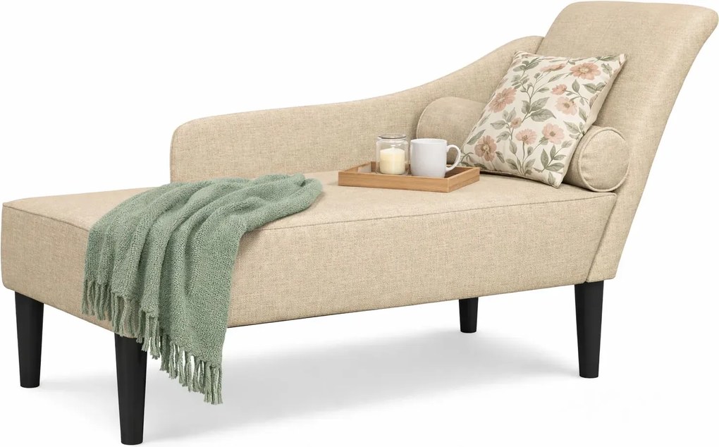 Tapicerowany kremowy tkaniną szezlong H4-R92