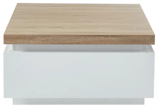 Ława HALO II – 2 szuflady – lakierowany MDF – oświetlenie LED – kolor: biały i dębowy
