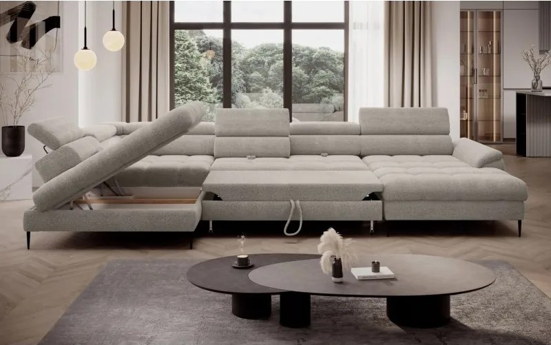 Narożnik EMPOLI XL w układzie U Lewostronny z funkcją spania Lewostronny w ktaninie AUSTIN 03 WERSAL