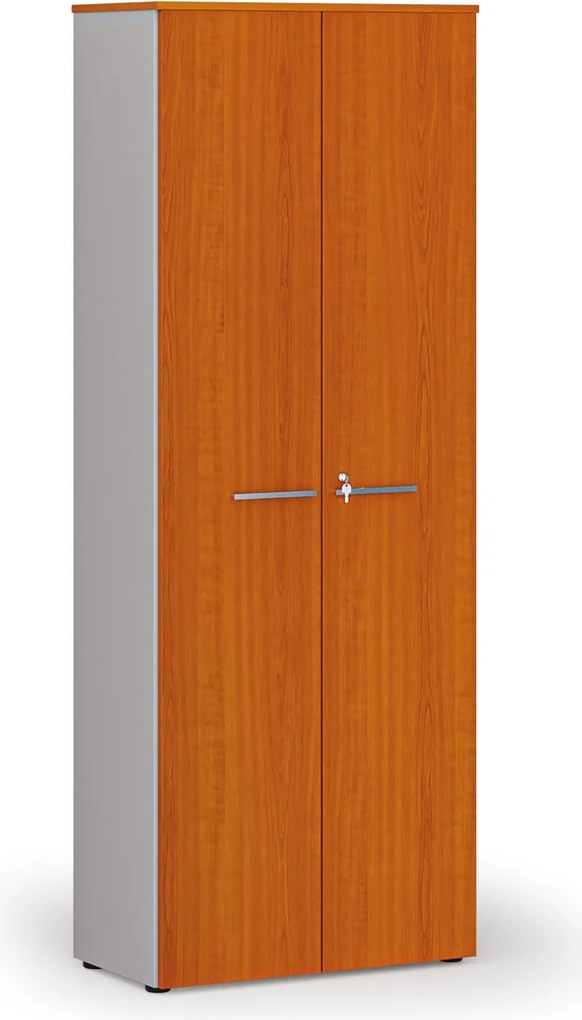 Szafa biurowa z drzwiami PRIMO GRAY, 800 x 420 x 2128 mm, szary/wiśnia