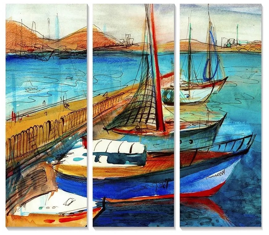 Obrazy zestaw 3 szt. 20x50 cm Sailing – Wallity