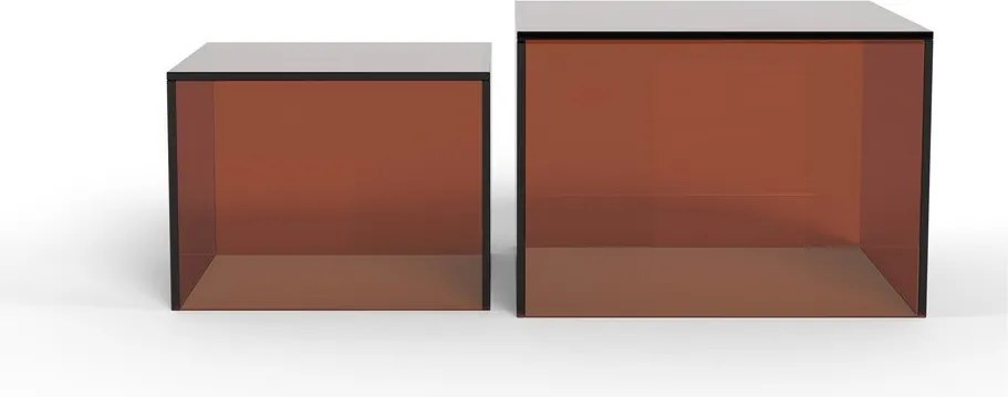 Brązowe szklane stoliki zestaw 2 szt. 50x50 cm Dice – Actona