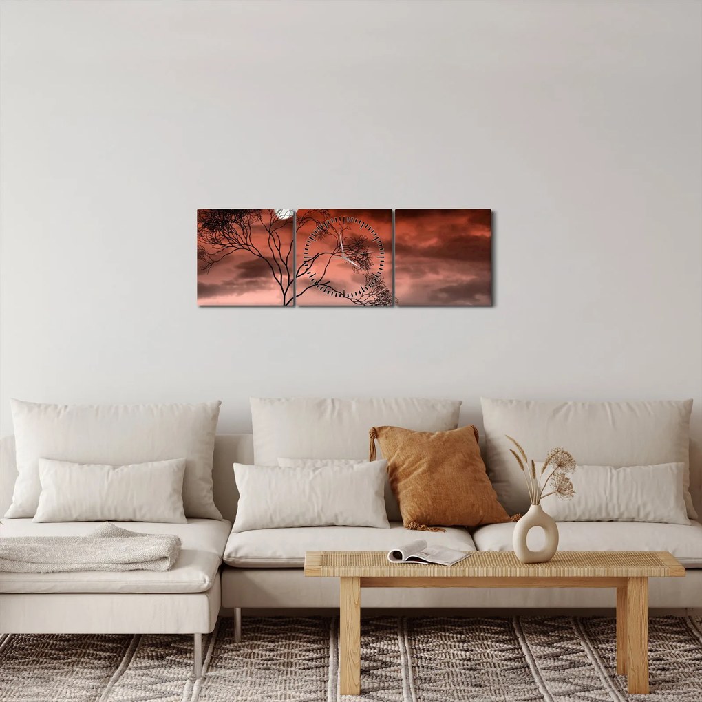 Obraz - Księżyc oświetlający noc (z zegarem) (90x30 cm)
