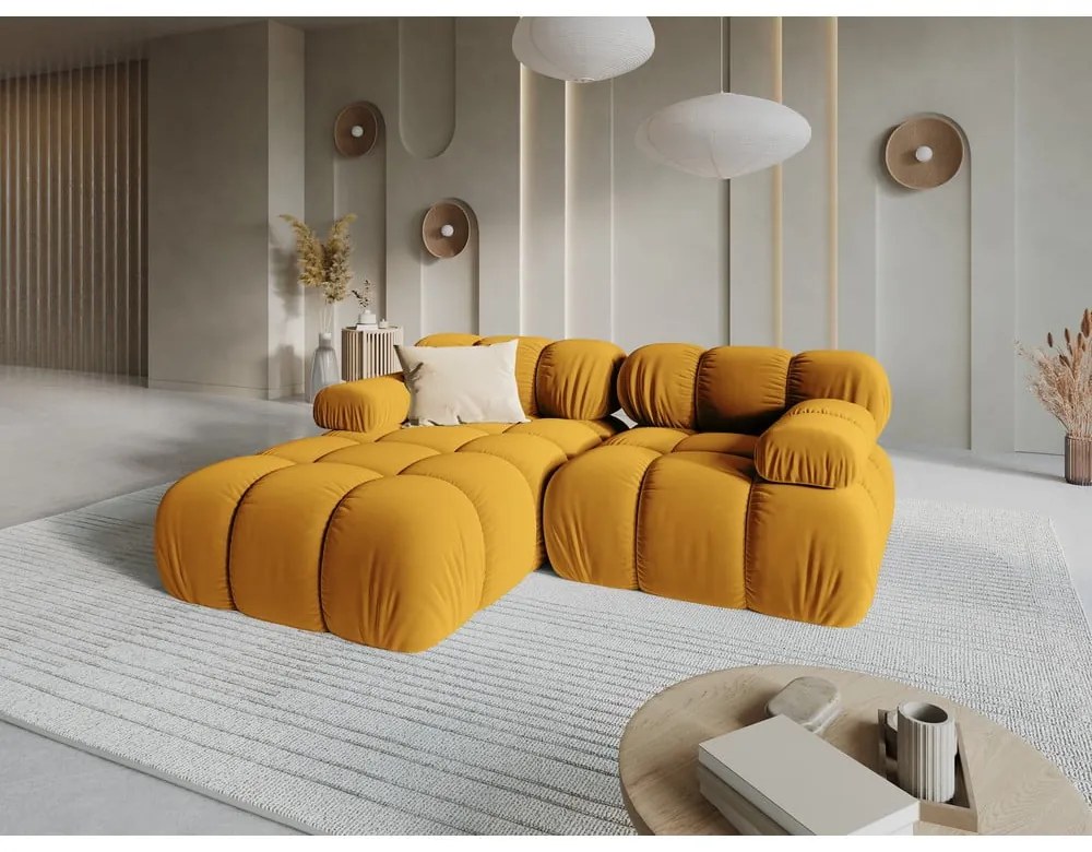 Żółta aksamitna sofa 191 cm Bellis – Micadoni Home
